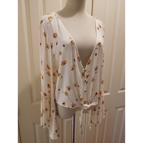 Darling BILLABONG "Lust Wild Top" Tie-Up Crop Top w/Bell Sleeves Size Small - Picture 5 of 12